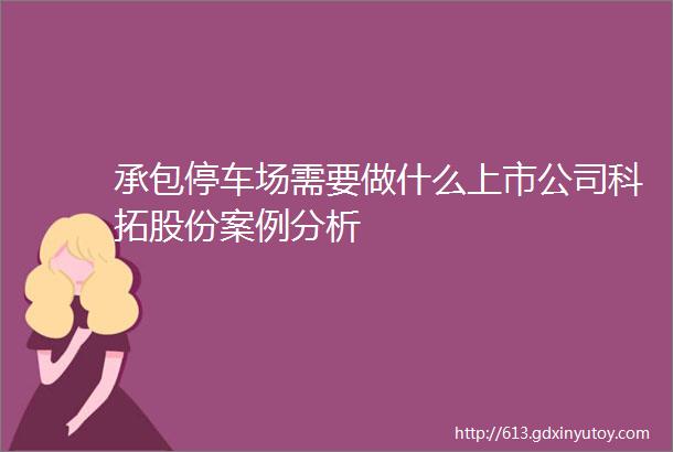 承包停车场需要做什么上市公司科拓股份案例分析