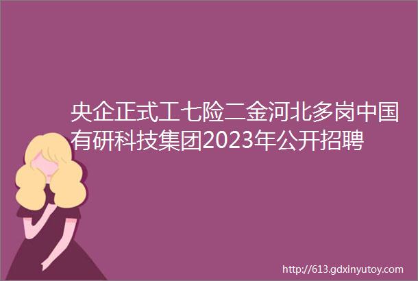 央企正式工七险二金河北多岗中国有研科技集团2023年公开招聘