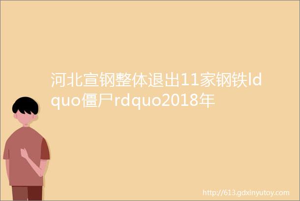 河北宣钢整体退出11家钢铁ldquo僵尸rdquo2018年出清附相关声明