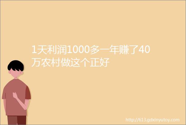 1天利润1000多一年赚了40万农村做这个正好