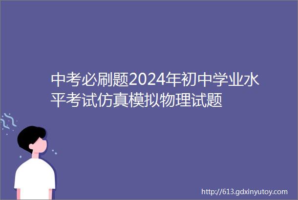 中考必刷题2024年初中学业水平考试仿真模拟物理试题