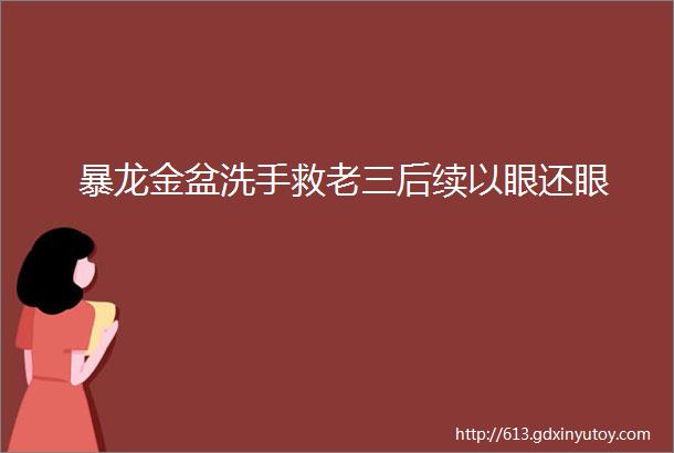 暴龙金盆洗手救老三后续以眼还眼