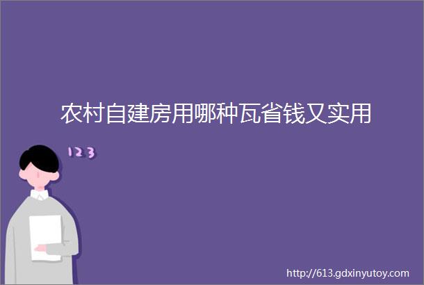 农村自建房用哪种瓦省钱又实用