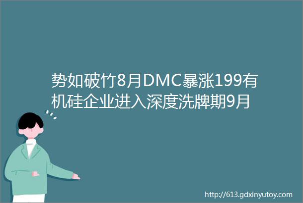 势如破竹8月DMC暴涨199有机硅企业进入深度洗牌期9月